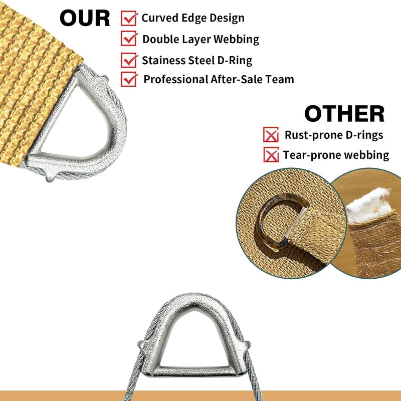 Coumavin Reinforced Corners & Edges 12' x 12' x 12' Triangle Sun Shade Sail Commercial Grade Curved Edge UV Block Canopy for Outdoor, Patio, Backyard, Garden, Pool, Deck, Heavy-Duty Design, Sand - Image 4